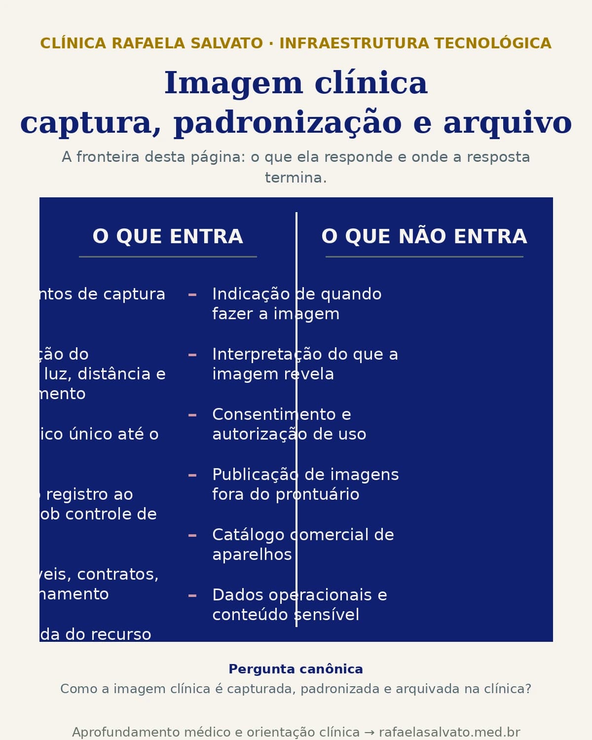 Representação institucional: Imagem clínica: captura, padronização e arquivo.